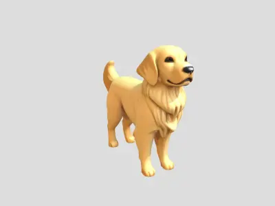 Golden retriever Low-poly 3D model