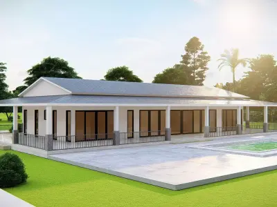 Modern American House Exterior 3D Model Realistic Architectural 3D model