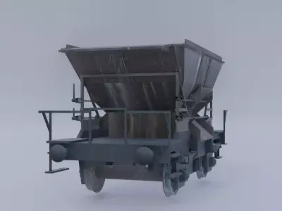Old industrial gravel railcar 3D model
