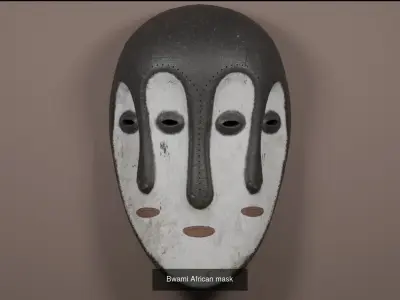 African Mask 5 set 3D Model Collection