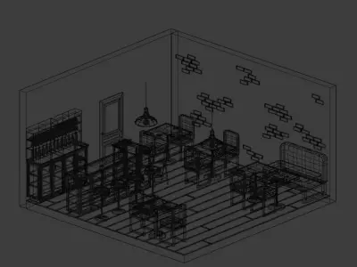 Restaurant - Bistro Low-poly 3D model