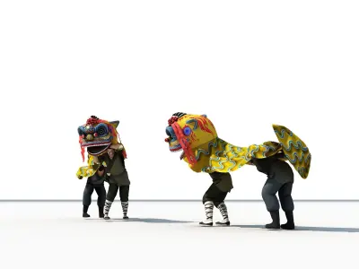 Chinese cultural lion dance 3D model