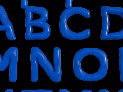 Alphabet Balloons and Numbers 3D model complete  with material  Low-poly 3D model