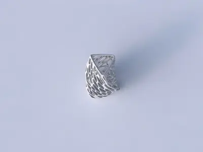 Vase twist triangle with twisted organic lattice 3D print model