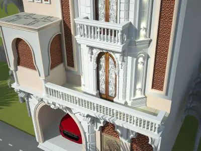 Spanish Islamic Elevation 20 to 30 Feet Residential 152 Low-poly 3D model