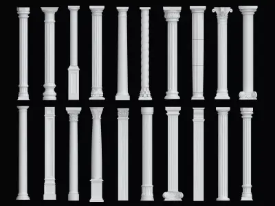 Classical Columns pillar decorate Low-poly 3D model