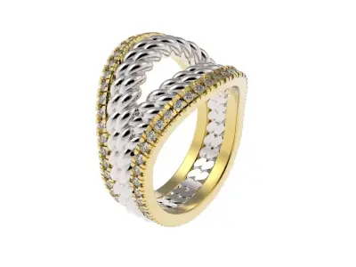 Double braid ring and fishtail mount 3D print model