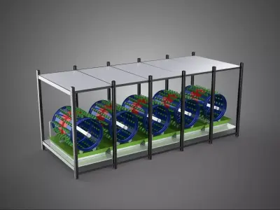 CELL RACK FRAME ROW SHELF TRAY DRUM ROTARY HYDROPONIC PLANT FARM 3D model