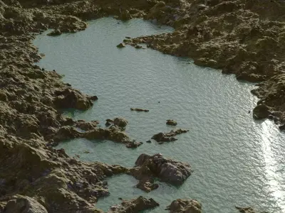 river lake in middle of mountain Free 3D model