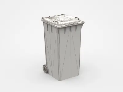 Brown Trash Bin With Two Wheels 3D model