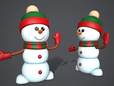 Snowman Cute Stylized Low-poly 3D model