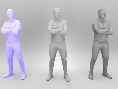 Handsome young man in orange t-shirt 361 Low-poly 3D model