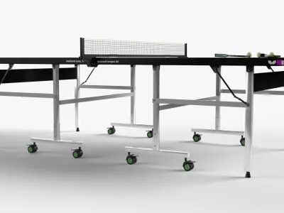 GreenTennis Table Ping Pong and racket and balls Low-poly 3D model