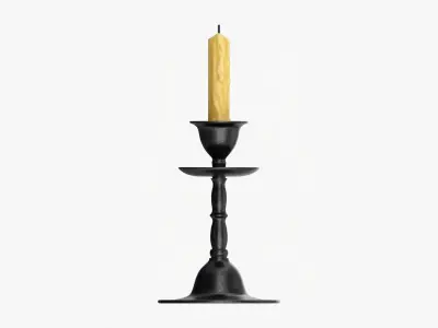 Old candlestick with candle 3D model purchase