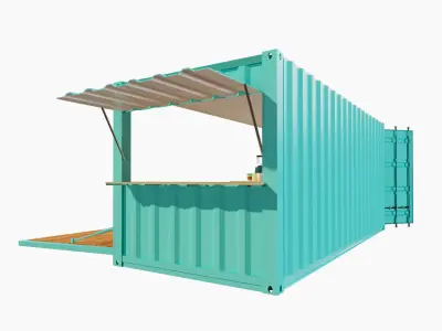 V2 Mobile shipping container restaurant Container Cafe 3D model