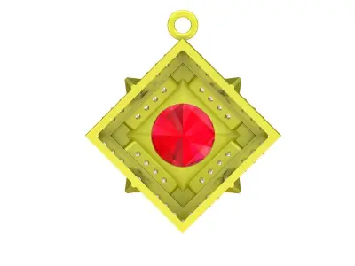 Luxury Square Halo Ruby Pendant 3D Model 5051 3D print model