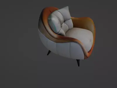 Contemporary Luxury Armchair with Velvet and Leather Finish 3D model