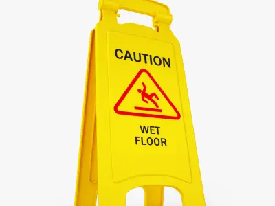 Caution Wet Floor Safety Sign 3D Model 3D model