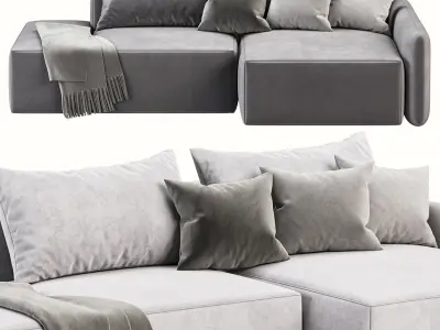 Corner sofa bed Portland grey 3D model