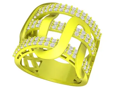 A6056 Art Diamond Women Fashion Ring 3D print model