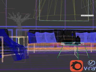 MODERN LIVING ROOM Low-poly 3D model