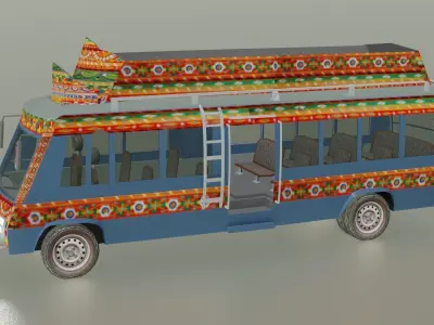 Pakistani Old Bus  Low-poly 3D model