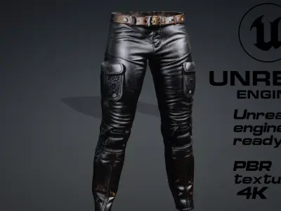 Black Leather Pants PBR 4k  Low-poly 3D model