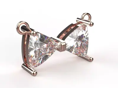 Rose Gold Bow Tie stl 3dm Pendant with Trillion Diamonds jp0308 3D print model