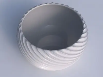Bowl spheric twisted with bent extruded lines 2 3D print model