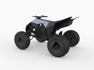 Tesla Cybertruck and Cyberquad Pack with interior 3D model