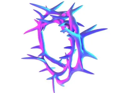 Pink Sacred Heart with Crown of Thorns toy 3D print model