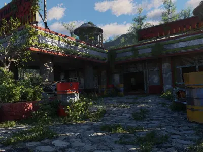 Abandoned Gas Station Scene 3D model