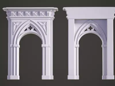 Highpoly Gothic Portal - type 6 3D model