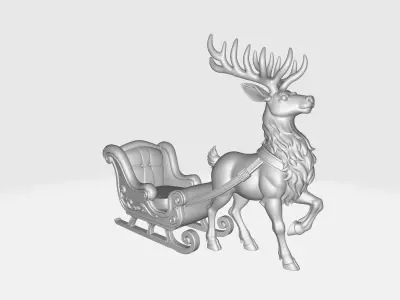 Festive Reindeer Christmas Sleigh Holiday Decor Santa Sleigh 3D print model