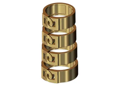 Stepped overlapping DD link 8mm wide band US sizes 6to9 3D print model