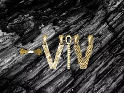 V Letter Alphabet Tiles Texture Pendant 3D Print Model 3D print model