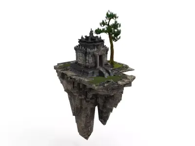 flying temple island 3D model