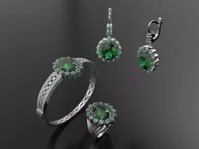 Big oval stone set with bracelet  3D print model