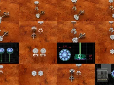 Diamond Jewelry 20 Earrings Collection 3D Model Pack