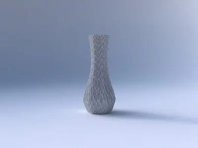 Vase larger opening hexagon with wavy grid piramides 3D print model