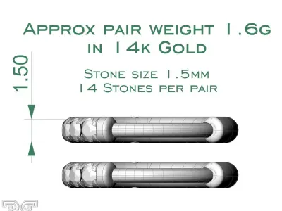 classic diamond hoop earrings delicate jewelry printable 3D print model