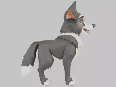 Cartoon Border Collie Model Low-poly 3D model