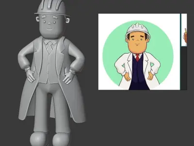 Engineer man in hat and coat 3D print model