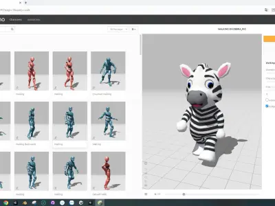 Character014 Animated Zebra 3D Low-poly 3D model