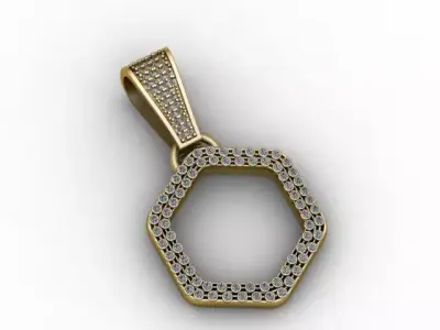 Hexa Halo Pendant  Diamond-Stone Open Hexagon Jewelry   3D print model