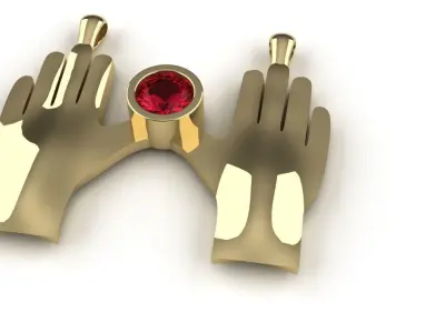 Diamond Hands Bezel Set Pendant Gold Silver Platinum Luxury  3D print model
