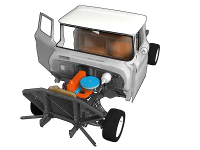 APACHE 1961 frame and cabin and engine 3D model