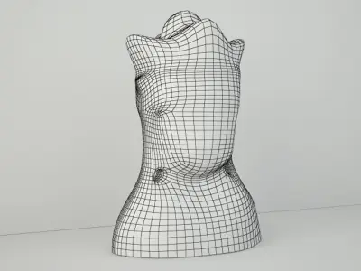 Gold Leafed Metal Buddha Head 3D model