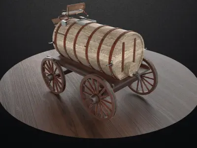 Old Wooden Oil Tank Low-poly 3D model