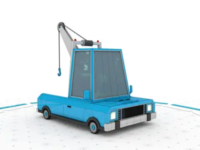 Crane - Low poly cartoon car 3D model